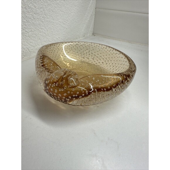 MURANO Bullicante Shell by Flavio Poli Vintage Art Glass Bubble Dish Ashtray - Picture 6 of 16